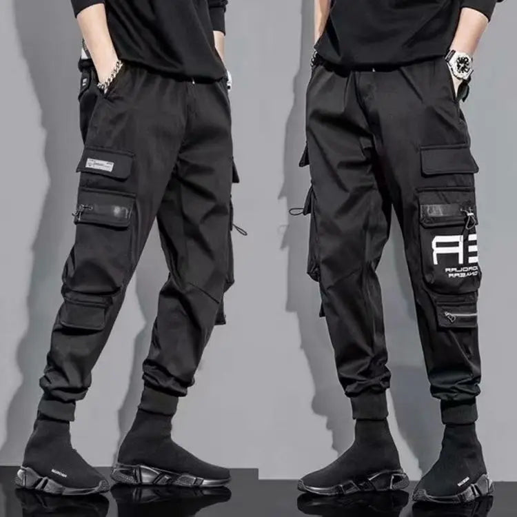 Classic Streetwear Casual Men Ribbons Harem Jogging Pants