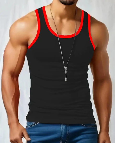 Simple Contrasting Colors Tank Top For Men Summer Fashion Sleeveless 3D Printed Vest Casual Oversized Quick Dry Sports Tees