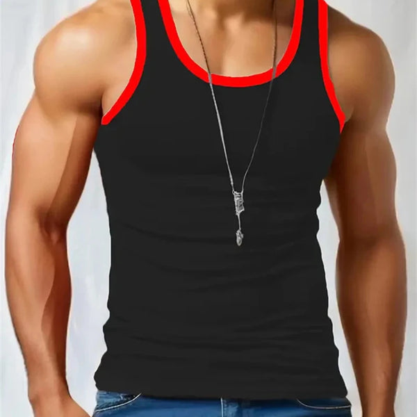 Simple Contrasting Colors Tank Top For Men Summer Fashion Sleeveless 3D Printed Vest Casual Oversized Quick Dry Sports Tees