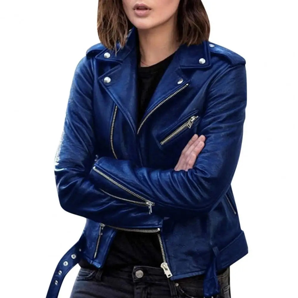 Cool Faux Leather Jacket Slim Short  Outwear