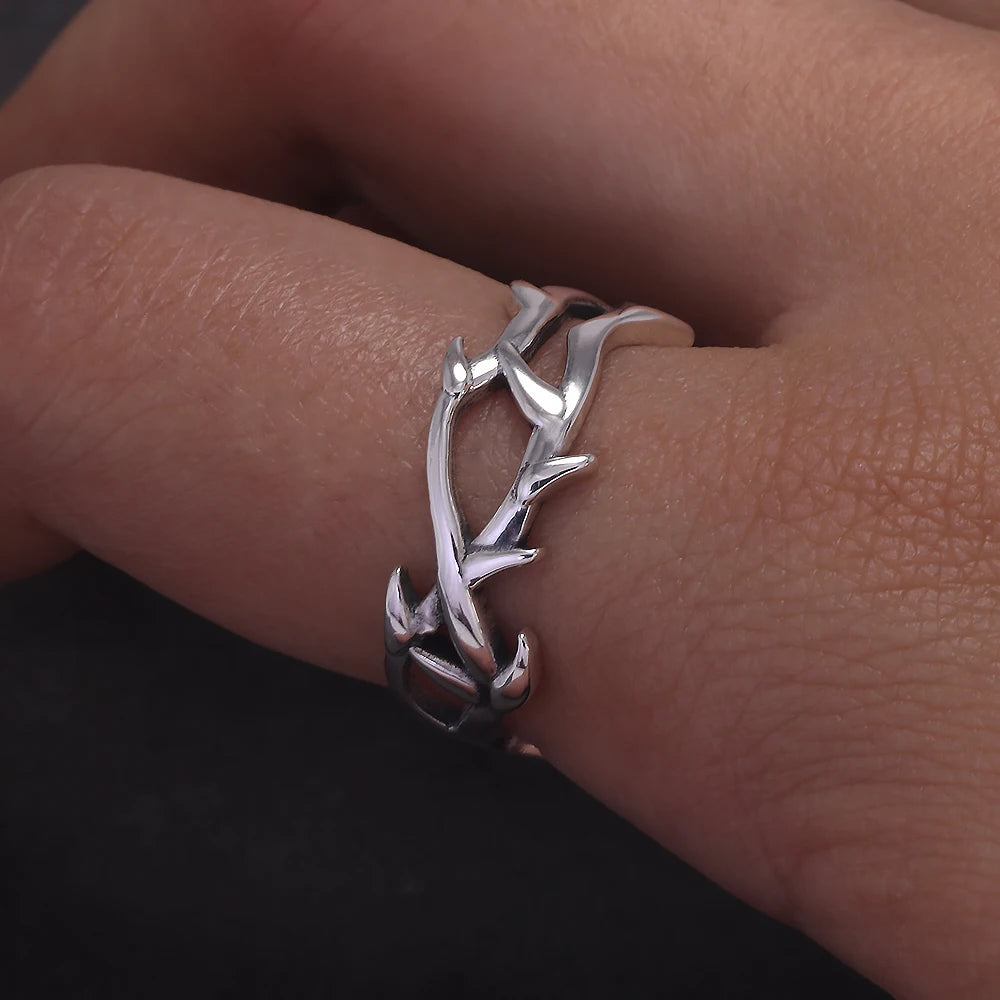 925 Sterling Silver Gothic Thorn Couple Rings for Women Men  Adjustable