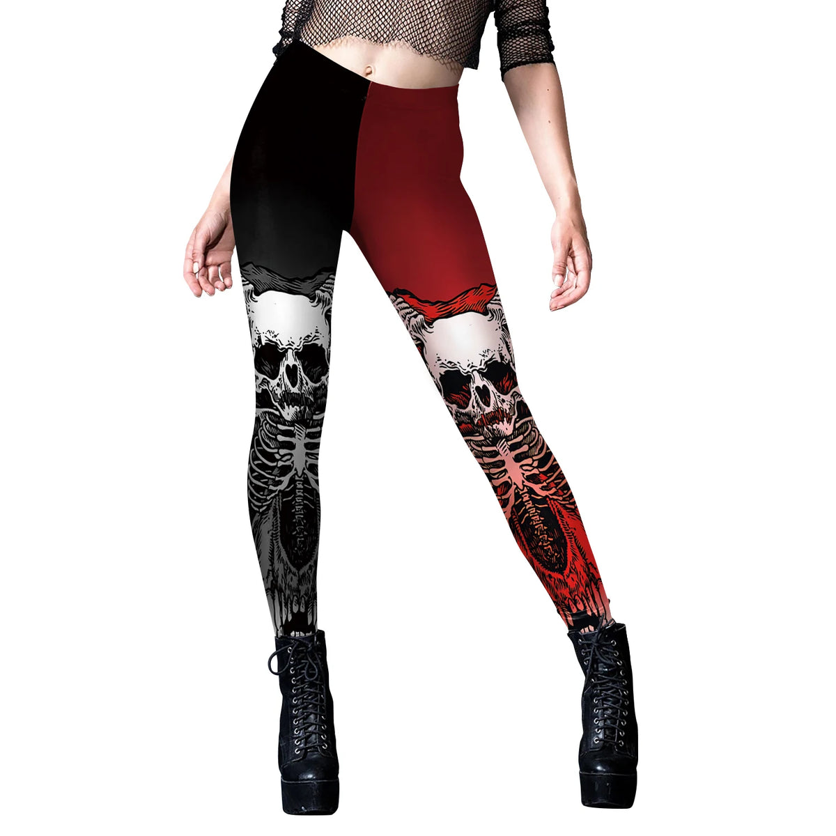 Punk Women Legging Gothic Fitness Ankle Pants Sexy Stretch Black Leggings