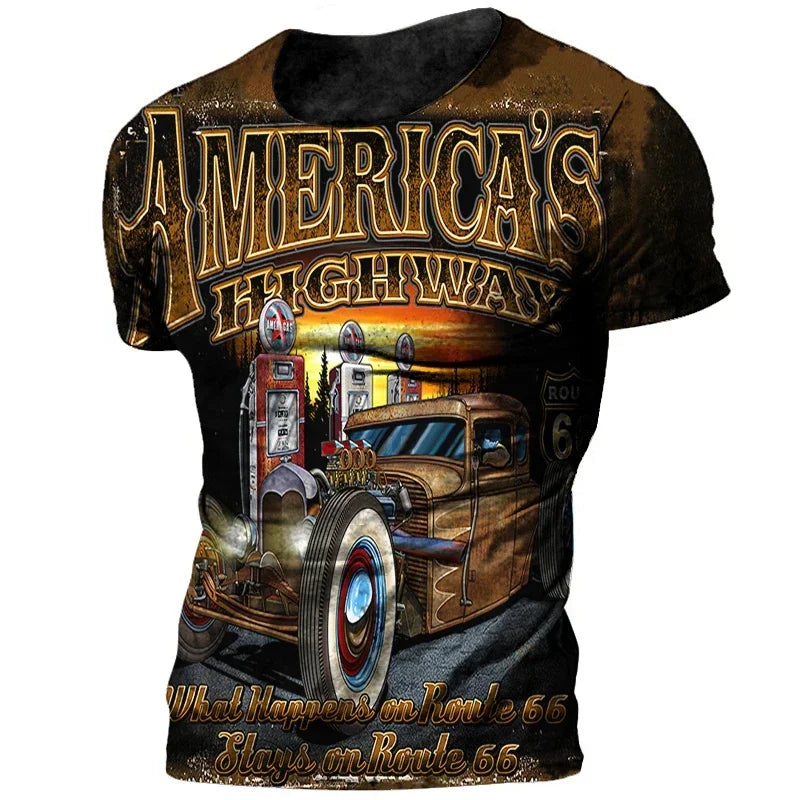 Vintage 66 Route Biker  Men's T Shirts