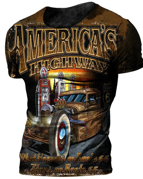 Vintage 66 Route Biker  Men's T Shirts