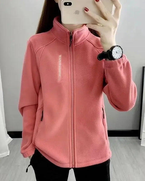 Women's Fleece Polar Turtleneck  Warm Thicken Double-Sided Velvet Outerwear Coats Zipper jacket