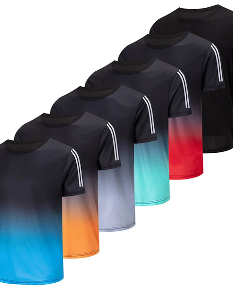 6/1 Pack Men's Summer Solid Color Mix And Match Short-sleeved Young Men's Loose Quick-drying Sports Running Shirt Middle-aged T-