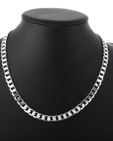 925 Sterling Silver Classic 8mm geometry Necklace chain