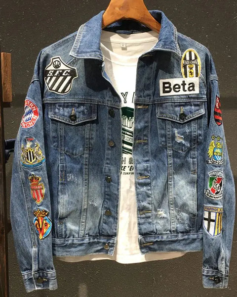 Winter Men's Embroidered Denim Jacket