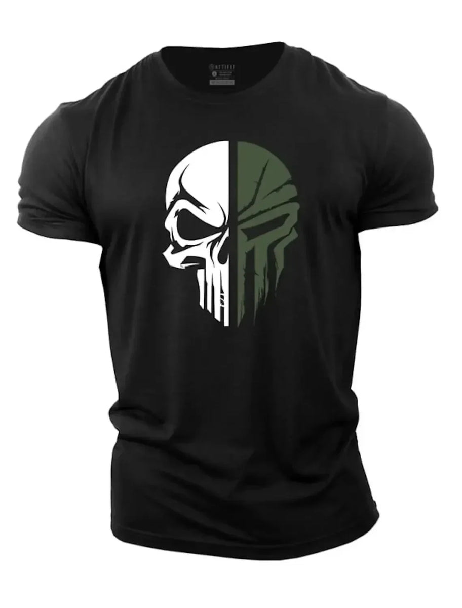 3D Men's T shirt for men Print Military Skull T Shirt Oversized Gym Short-Sleeved Sportswear Men Clothing Sport Top Tees