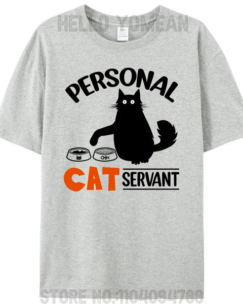 Black Cat Personal Cat Servant Funny Cat Meme Women Men's T-Shirt