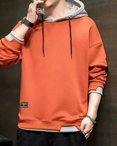 Men's Hoodie Sweatshirt Casual Loose Fashionable Spring Autumn New Style Trendy Versatile Top Trendy Fake Two-Piece Casual Jacke
