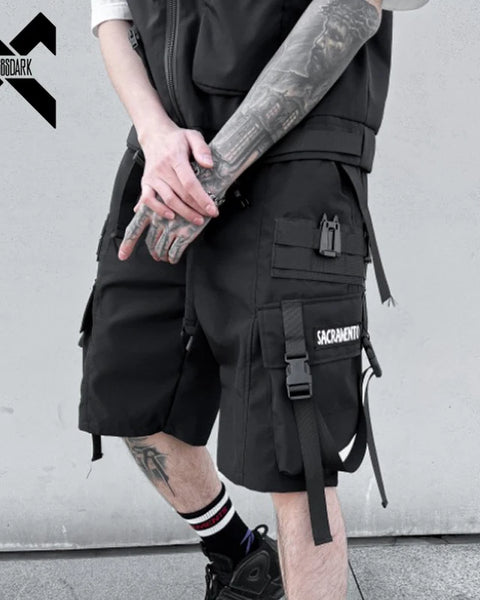 Men Tactical Cargo Shorts Summer Fashion Functional Multi Pockets Shorts Tech wear Hip Hop Streetwear Knee Length Pants