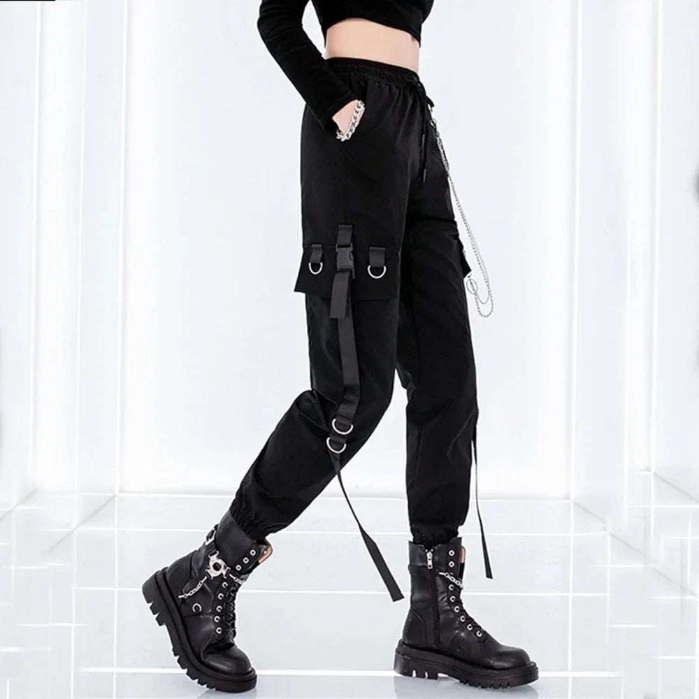 Women's Cargo Jogger Pants Baggy Cargo Pants with chain