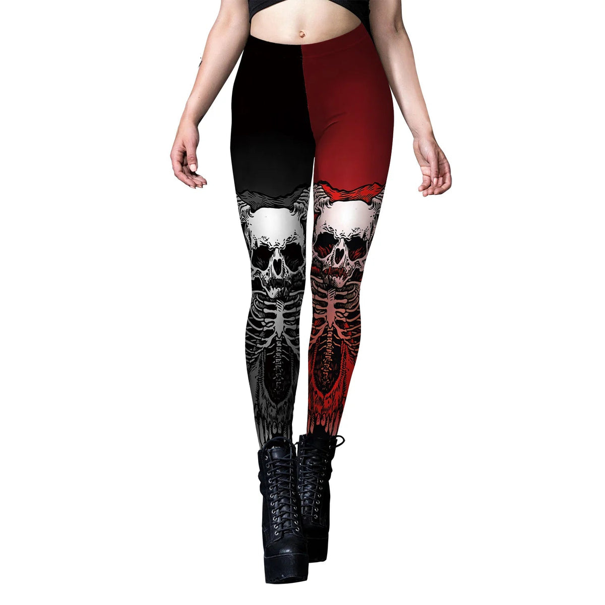 Punk Women Legging Gothic Fitness Ankle Pants Sexy Stretch Black Leggings