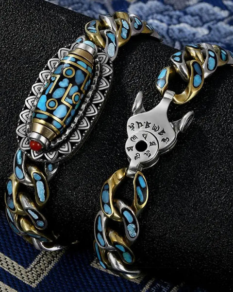 Tibetan Culture Bracelet Spiritual Meditation Luck Faux Turquoise