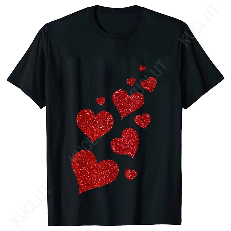 Womens Valentines Shirts Cute Heart T Shirts Funny Valentines Day Tees for Ladies Short Sleeve Clothes Summer Fashion T-shirts