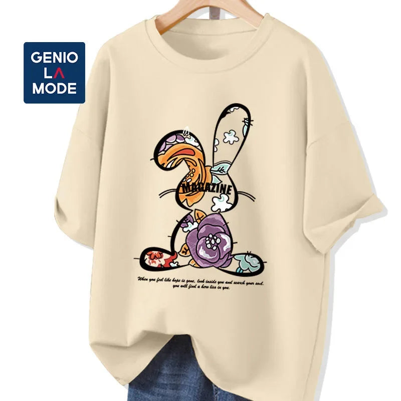Summer Loose Women's T-Shirt Pure Cotton High Quality Printed Short Sleeve Women's Short Sleeve T-Shirt Free Shipping