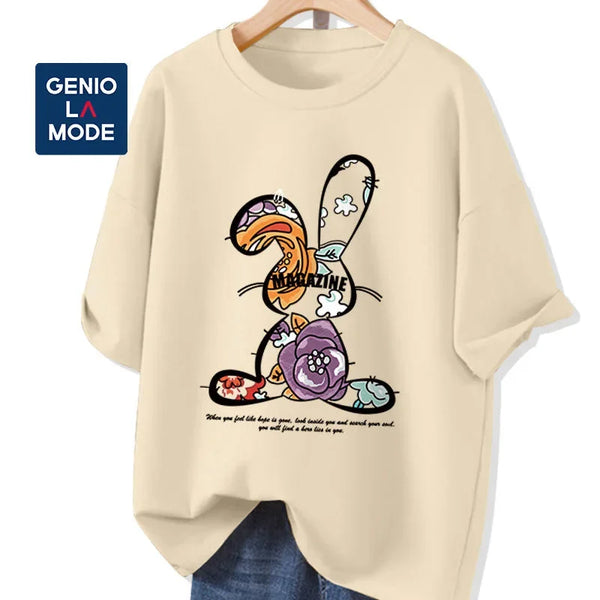 Summer Loose Women's T-Shirt Pure Cotton High Quality Printed Short Sleeve Women's Short Sleeve T-Shirt Free Shipping
