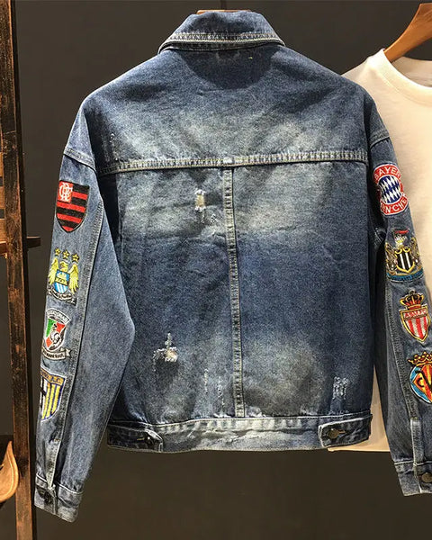 Winter Men's Embroidered Denim Jacket