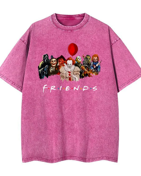 Cartoon clown friends simple loose comfortable breathable wash T-shirt