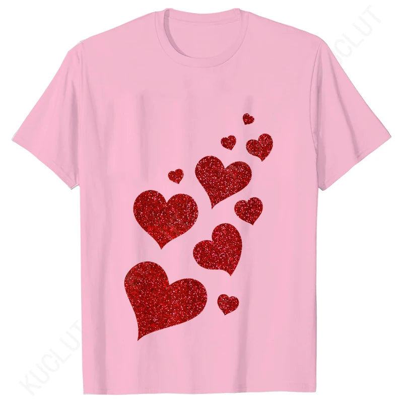 Womens Valentines Shirts Cute Heart T Shirts Funny Valentines Day Tees for Ladies Short Sleeve Clothes Summer Fashion T-shirts