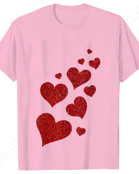 Womens Valentines Shirts Cute Heart T Shirts Funny Valentines Day Tees for Ladies Short Sleeve Clothes Summer Fashion T-shirts