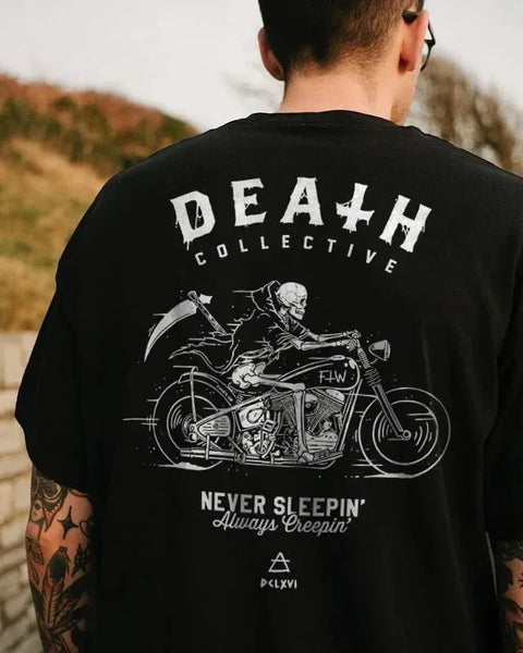 Gothic Biker Skull Printed Men's T-Shirt Cotton Fashion Short Sleeve High Quality Tops Punk Skulls Retro Casual Oversized Tees