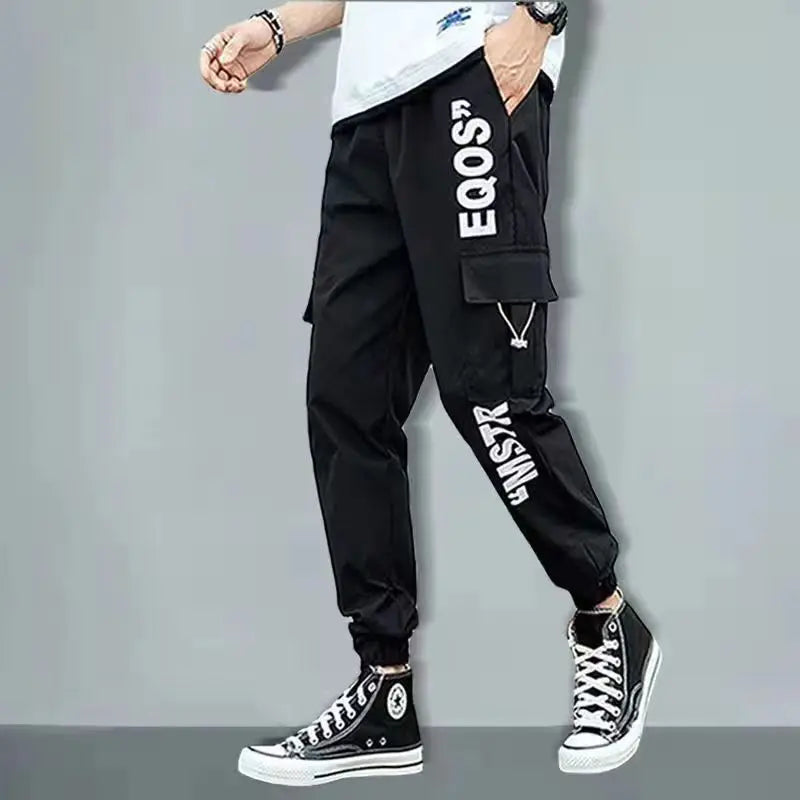 Classic Streetwear Casual Men Ribbons Harem Jogging Pants