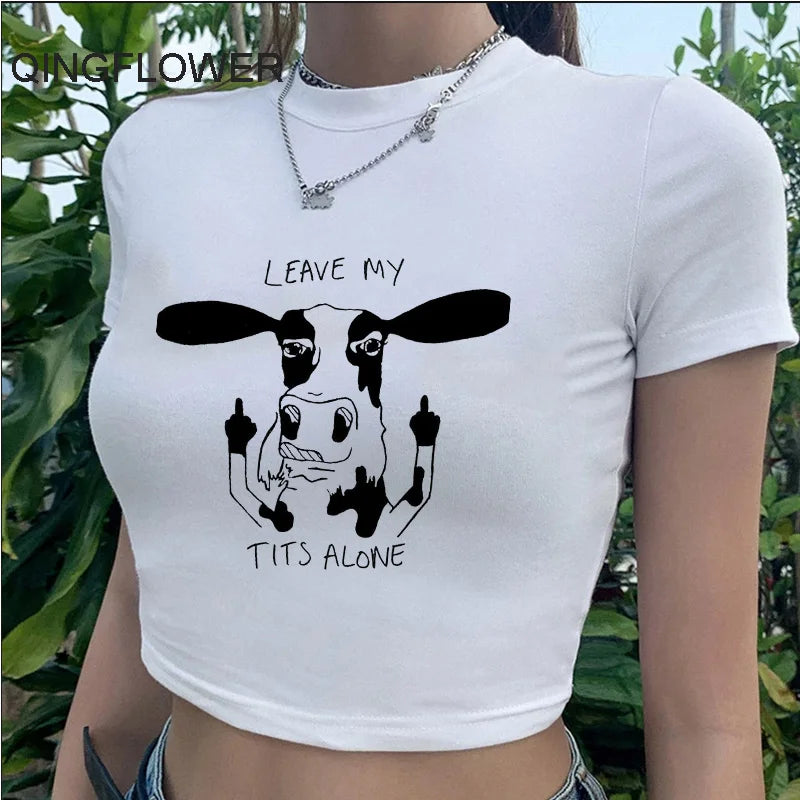 streetwear vintage white casual crop top clothes