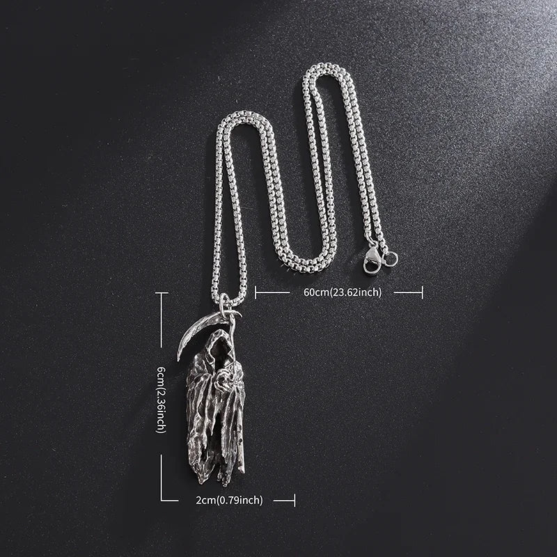 Gothic Mysterious Devil Hell Death Scythe Necklace