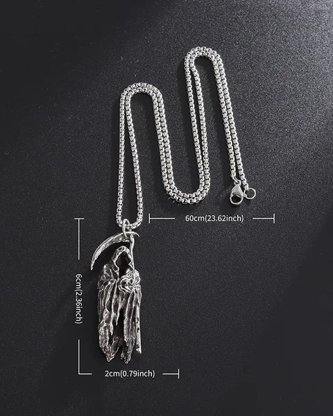 Gothic Mysterious Devil Hell Death Scythe Necklace