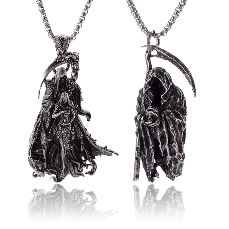 Gothic Mysterious Devil Hell Death Scythe Necklace