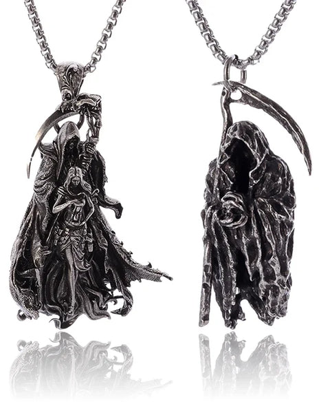 Gothic Mysterious Devil Hell Death Scythe Necklace