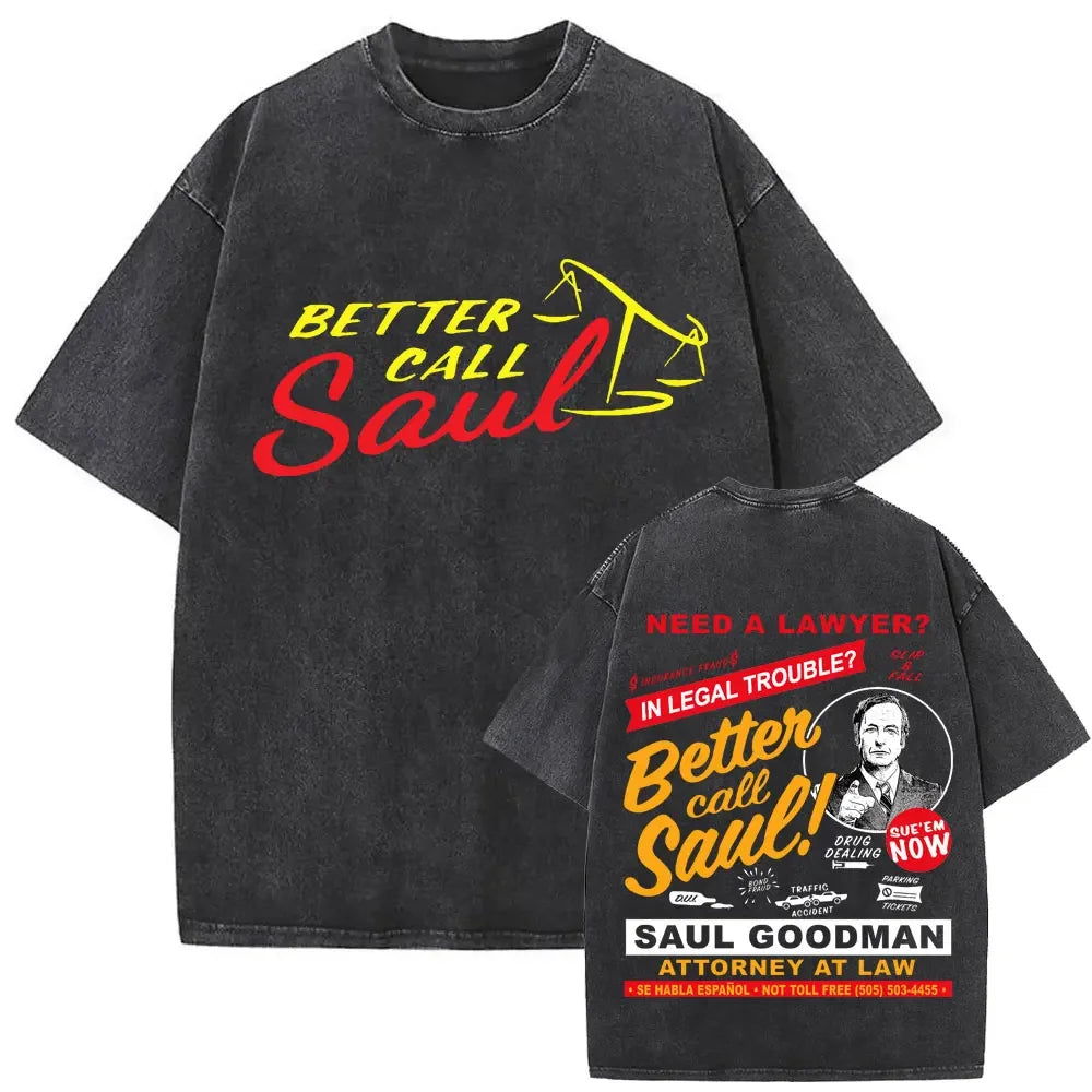 Summer men's and women's fashion water wash vintage retro Los Pollos Hermanos chicken pattern T-shirt casual loose top