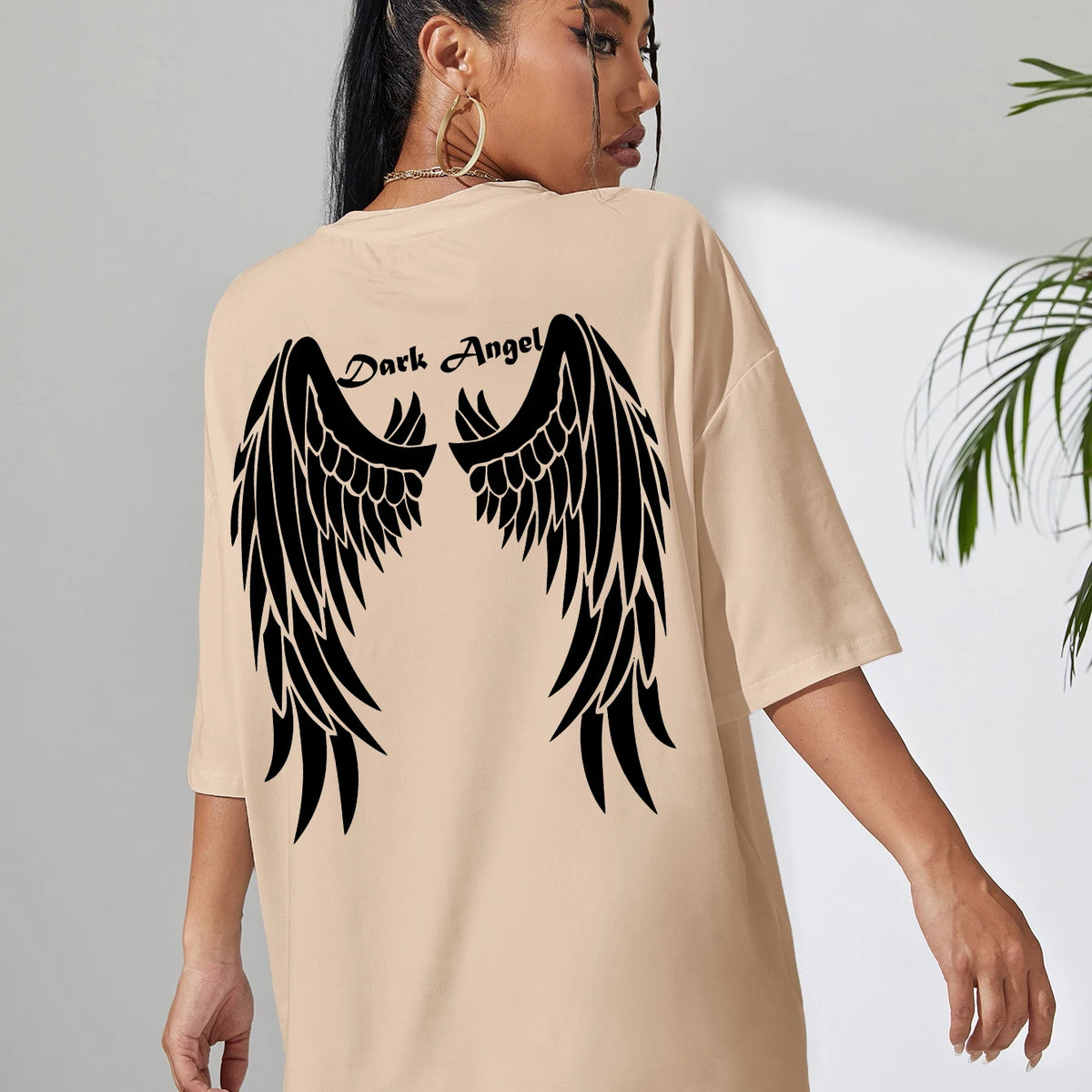 Dark Angel Wing Hot sale Graphic Printed T-Shirts For Women  Oversized Clothing