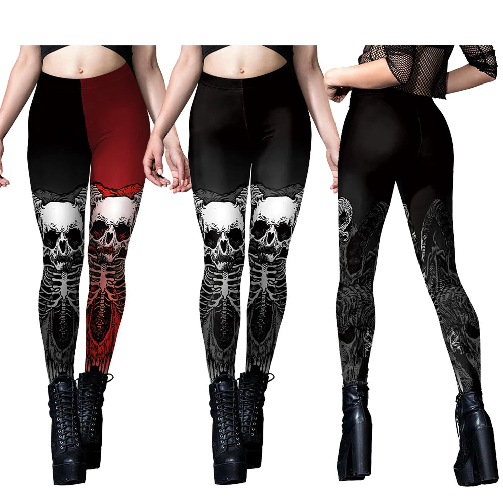 Punk Women Legging Gothic Fitness Ankle Pants Sexy Stretch Black Leggings