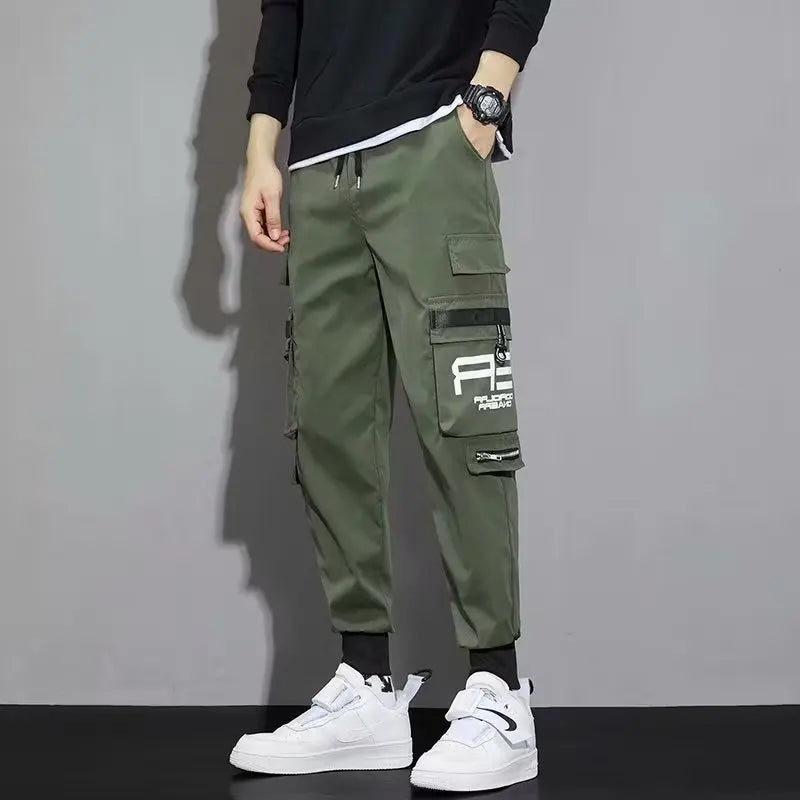 Classic Streetwear Casual Men Ribbons Harem Jogging Pants