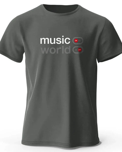 Men's Music World Printed T-Shirt  Cotton Oversized Classic Funny Graphic Tees for Men Women Summer Tops