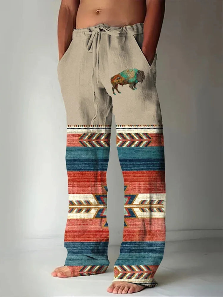 Drawstring oversized new men's Bohemian printed  casual beach pant