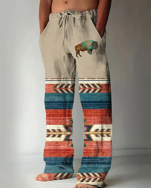 Drawstring oversized new men's Bohemian printed  casual beach pant