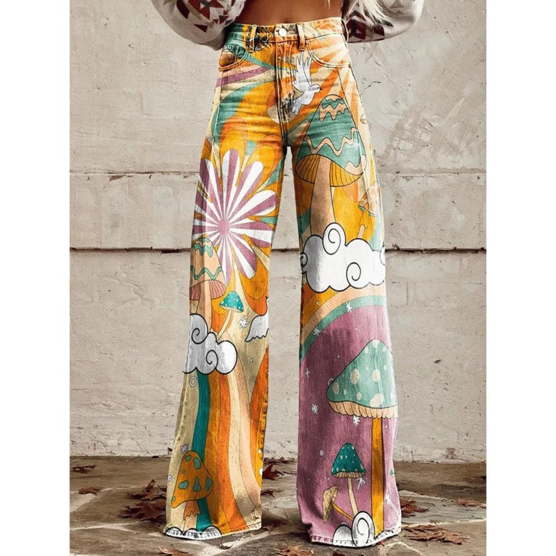 Retro Slim Mid Waist Micro Flared  Jeans  Pants