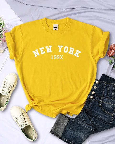 New York 199X Personality Letter T Shirt Womens Fashion Brand Short Sleeve Casual Comfortable Tee Shirtsport Summer T-Shirts