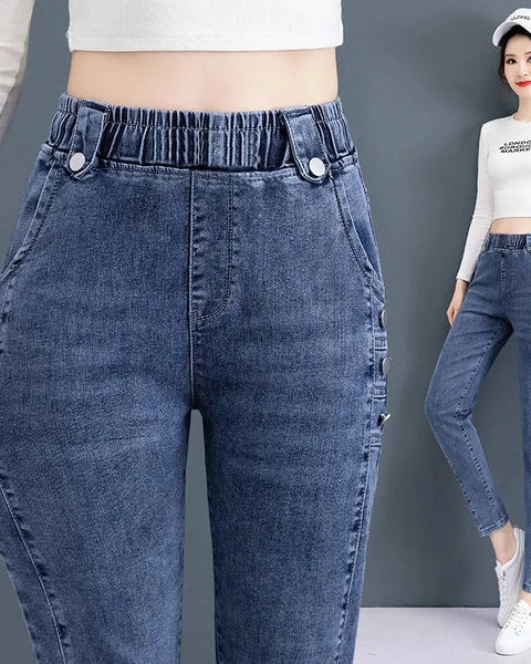 High Waist Skinny Pencil Jeans  Stretch Slim Denim Pants