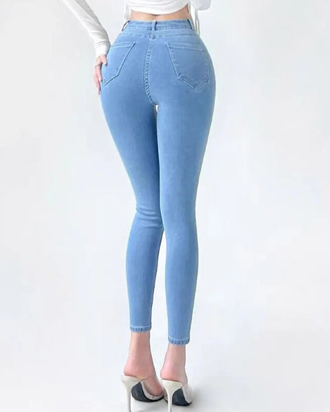 High Waist Skinny Pencil Jeans Woman Large Size Streetwear Slim Stretch Denim Pants