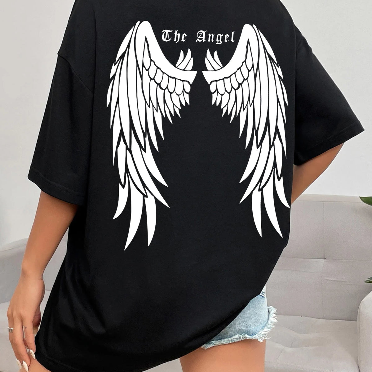 Dark Angel Wing Hot sale Graphic Printed T-Shirts For Women  Oversized Clothing