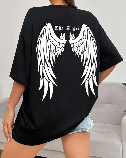 Dark Angel Wing Hot sale Graphic Printed T-Shirts For Women  Oversized Clothing