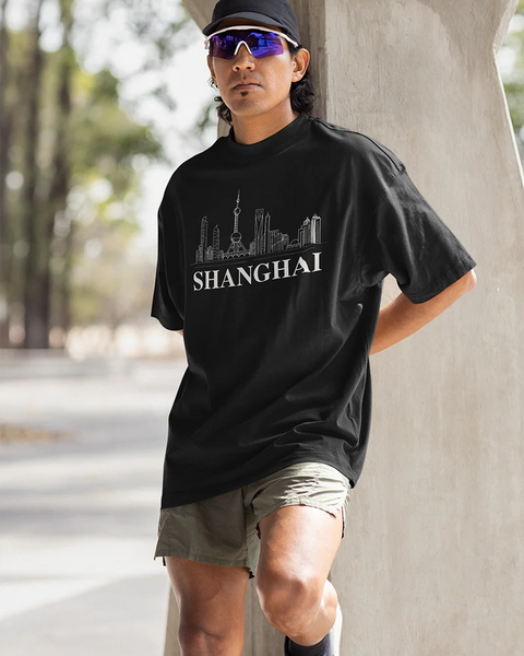 Shanghai City T-Shirt Shanghai Skyline Design Tee Short Sleeve Unisex Shirt