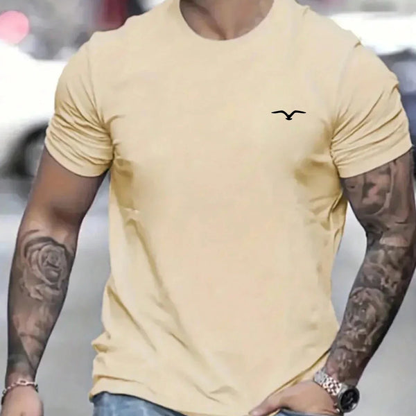 High quality men's summer Seagull print round neck short sleeve top Fashion casual cotton T-shirt street men's T-shirt clothing
