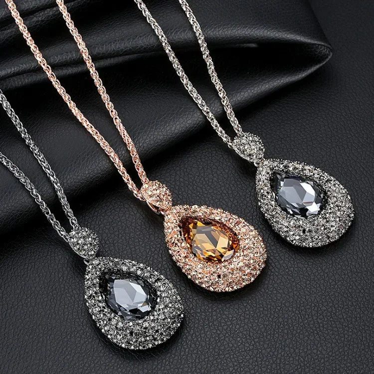 Women's Necklace Rhinestone Crystal Water Drop Pendant