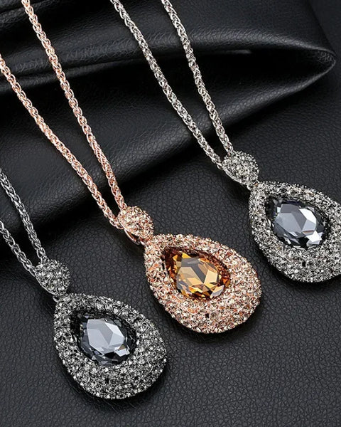 Women's Necklace Rhinestone Crystal Water Drop Pendant